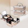 Vanity Case Make up Box Lockable Cosmetic Organiser Box Beauty Storage Case with 2 Trays and Mirror Rose Gold, Size: 19.5x15x16cm