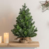 Artificial Mini Christmas Tree, 2ft / 60cm Miniature Tabletop Spruce, Small Indoor Home Desk Table Xmas Decoration, Natural Looking PVC & PE Needles, Weighted Base with Hessian Wrap