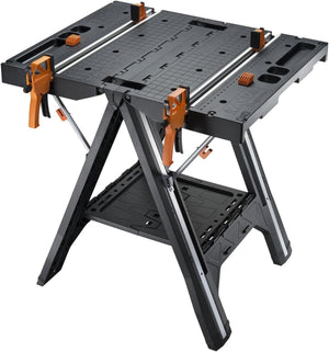 Pegasus WX051 Versatile Multi Function Folding Work Table & Sawhorse with Quick Clamps and Holding Pegs, Portable and Lightweight Workbench, Perfect for Workshop and DIY Tasks