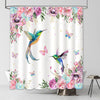 180x180cm Watercolor Flower Hummingbird Shower Curtain for Bathroom Spring Pink Wildflower Polyester Fabric Botanical Shower Curtain with Hooks