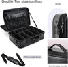 Extra Large Travel Makeup Bag Cosmetic Case Vanity Organiser Beauty Train Case with Shoulder Strap and Dividers Compartment, Black Croc