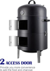 Charcoal BBQ Grill, Heavy Duty 3-in-1 Barbecue Smoker Grill for Garden Camping Outdoor Cooking and Grilling 89x56x43CM