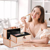 Makeup Box Cosmetics Case Jewelry Organiser Vanity Make Up Storage Box Beauty Train Case Lockable with Keys (Rose Gold)