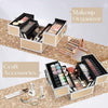 Makeup Case 4 Trays Cosmetic Box Lockable Beauty Vanity Organiser Holder Box for Gifts (Rose Gold)