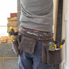 Leather Apron Tool Belt, Heavy Duty Tool Pouch with Multi Pockets, Professional Work Pouch for Electricians, Carpenters, Adjustable Waist Storage Organiser, Hammer Loop