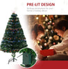 4 Feet Prelit Artificial Christmas Tree with Multi-Coloured Fiber Optic LED Light, Holiday Home Xmas Decoration, Green