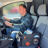 Van and Campervan Front Seat Organiser, With Detachable Cooler Bag And Compartment Storage Solution, Adjustable Padded Carry Strap and Non-Slip Clips, (Black, 24L)