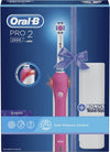Pro 2500 3D White Electric Rechargeable Toothbrush with Travel Case Powered by Braun - Pink - Ships with a UK 2 pin plug