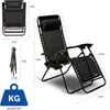 "Ultimate Comfort Set: 2 Sun Lounger Garden Chairs with Cup and Phone Holder, Adjustable Headrest Pillow, Zero Gravity Recliner - Black"