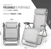 Gravity Chair Monocolour- Adjustable Reclining Zero Gravity Lounger for Garden & Patio -Foldable Lightweight Chair with Ergonomic Support -Durable Textilene Fabric & Non-Slip Feet-LightGrey 2pk