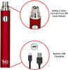 Evod eGo CBD Vape Pen Starter Kit C1 - E Cigarettes 2pcs Vape Pens,USB charge Long Lasting eGo Evod Battery,CBD Ceramic Coil,Easy to Refill From the Top,No Nicotine No E Liquid (Steel Red)