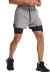 Men Running Shorts Men's Shorts Workout with Phone Pocket 2 in 1 Gym Training Shorts Lightweight Quick Drying