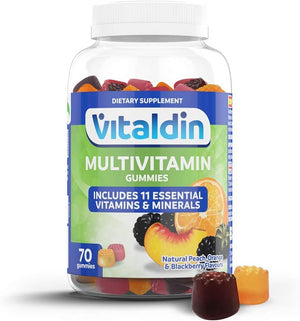 Adult Multivitamin Gummies – Food Supplement for Men & Women – 11 Vitamins & Minerals – 70 Chewable Gummies (1-Month Supply); Fruit Flavour – Vitality & Immune System Support – Gluten Free