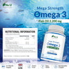 Omega 3 2200mg & Vitamin D3 2000IU - 250 Softgel Capsules - 720mg EPA & 480mg DHA per Serving - from Sustainable Wild Caught Fish - High Strength 1100mg Fish Oil per Capsule -