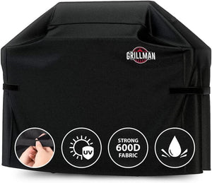 BBQ Cover, Gas Barbecue Cover fits Weber BBQ, Char Broil, Outback and more, Waterproof, Heavy Duty, Windproof, Rip-Proof, UV Resistant Barbecue Covers (183L x 66W x 130H cm, Black)