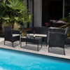 Luxurious 4-Piece Rattan Garden Furniture Set with Armchairs, Double Seat Sofa, and Table by