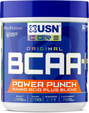 Power Punch BCAA Amino Acids Powder, Watermelon Flavour - 400g, Vegan BCAA Powder, Vitamin B6 & No Sugar, Pre Workout or Intra Workout Energy Drink Mix & Dietary Supplement to Maximise Performance