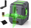 Laser Level, 25M/82ft Green Beam Cross Line Laser Level, Laser Levels Self Leveling with 2 Lines Horizontal/Vertical, 2 Mode Manual/Self-Leveling, IP54, 360° Magnetic Bracket, 2 xAA Batteries