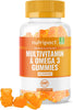 Multivitamin & Omega 3 Gummies for Kids & Adults - Vitamin C, A, B, D & Vitamin E - with DHA & EPA - 30 Chewable Multivitamins & Omega 3 Supplement - Orange Flavoured -