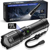 Torches LED Super Bright 250000 Lumen Rechargeable, High Power Torch with Power Display and Zoomable, Powerful LED Torch 5 Light Modes, IP67 Tactical Torch for Camping, Hiking, Dog Walking