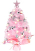 Mini Christmas Trees with Lights,  2ft/60cm Pink Tabletop Christmas Tree with Tree Topper Star Ornaments Led String Light for DIY Desktop Christmas Decorations