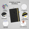 Fitness & Food Journal – Nutrition & Workout Planner for Women & Men – Diet & Gym Exercise Log Book with Calendars, Diet & Training Trackers - Undated, A5, Hardcover (Black)