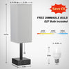 Bedside Lamp, Table Lamp for Bedroom, Lamp with USB C+A Charging Ports, Small Bedroom Lamp with 3-Color Modes with Pull Chain, Bedroom Lamp with Grey Fabric Shade(LED Bulb Included)
