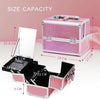 Vanity Case Makeup Storage Box with Mirror Beauty Storage Box Travel Makeup Case Portable Cosmetic Train Case Make Up Organiser Lockable with Keys for Girls Women, Dazzle Pink