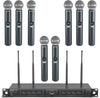 Wireless Microphone System, Eight-Channel Wireless Mic, w/ 8 Handheld Dynamic Microphones, Auto Scan,8x40 Adjustable UHF Channels, 328ft, Microphone for Singing, Church(PTU-6000A)