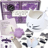 Cat Lover Gift Set - Comfort Collection: Cat Themed Relaxation Accessories inc. Cat Coffee Cup and Spoon, Slipper Socks, Candle, Bath Bomb, and Face Mask. Cat Gifts for Women, Wife, Girlfriend, Mum