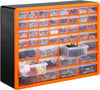 44 Multi Drawer Organiser for Small Parts - DIY Tool Bits, Fixings, Fishing Tackle, Crafts - Black/Orange