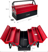 3 Tiers - 5 Trays Metal Tool Box, Cantilever Organiser Storage Box for Garage Home Tools, Toolbox - Red (47 x 32 x 20cm)