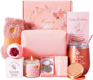 Birthday Gifts For Women, Happy Birthday Hamper Basket For Her, Turning A New Year Old Female Birthday Gifts,Birthday Pamper Box For Ladies, Personalised Birthday Presents For Mom Wife