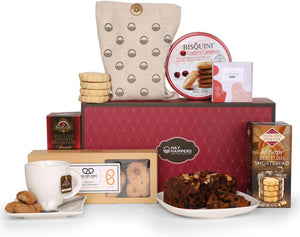 Afternoon Tea Hamper - Cake Hamper with Shortbread Biscuits, Fudge, Breakfast Tea, and Cookies - Luxury Hamper, Food Hampers for Men, Gift Hamper for Mum, Birthday Hampers by Hay Hamper