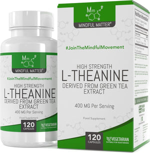 MM L Theanine | 120 High Strength L-Theanine Capsules from Green Tea - 1000mg Green Tea Extract Providing 400mg Theanine per Serving | Non-GMO, Gluten & Allergen Free | Manufactured in The UK