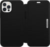 Strada Case for iPhone 12 / iPhone 12 Pro, Shockproof, Drop proof, Premium Leather Protective Folio with Two Card Holders, 3x Tested to Military Standard, Black, No Retail Packaging