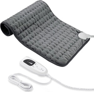 Heating pad, Electric Heat Pad with Automatic Switch-Off and 6 Temperature Levels Heating pad for Back Neck Shoulder Belly Heating Technology - Machine Washable (Dark Gray, 12" x 24")