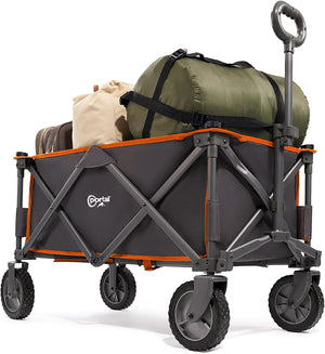 Festival Camping Trolley Cart with Wheels Folding Garden Beach Wagon Foldable Pull along Trolley 100KG Trailer Collapsible with Removable Fabric for Picnic Transport Outdoor