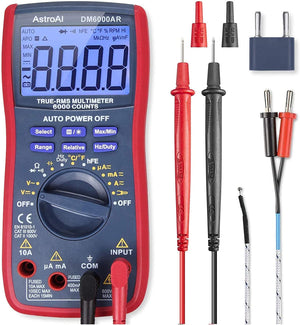 Digital Multimeter, TRMS 6000 Counts Multimeters Manual and Auto Ranging; Measures Voltage, Current, Resistance, Continuity, Capacitance, Frequency; Tests Diodes, Transistors, Temperature