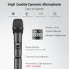 Wireless Microphones, Cordless Dual Handheld Dynamic Karaoke Singing Mic System with Receiver for Karaoke, Home KTV, DJ, Wedding, Party, 2x5 UHF Adjustable Frequencies, 60m Coverage TW450 Grey