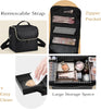 DIY Vanity Box 4 Trays Makeup Case Make Up Organiser Bag Cosmetic Storage Box Beauty Organiser Case with Removable Shoulder Strap, Black & Gold