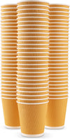 100x 10oz Disposable Paper Coffee Cups, FSC® Certified, Fully Compostable, Strong Triple-Wall Brown Paper Cups, for Hot Drinks, Heat-Resistant Ripple Design, Takeaway Coffee Cups, Party