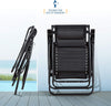 Set of 2 Sun Lounger Garden Chairs With Canopy and Cup Holder | Adjustable Headrest Pillow | Deck Folding Recliner Zero Gravity Outdoor Chair – Black