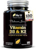 Vitamin D3 4000 IU and Vitamin K2 MK7 100μg - 150 Vegetarian Capsules - 5 Month Supply - High Strength Vitamin D K2 Supplement - Made in UK -