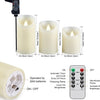 LED Candles,Flameless Candles 4" 5" 6" Real Wax Battery Candle Pillars, 10 Key Remote Control with 24 Hour Timer Function(Ivory,3 * 1)