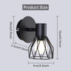 Wall Lights Industrial with E14 Socket Adjustable Wire Cage Wall Lights Shade Black Metal Sconce Wall Lights for Indoor Home Living Room Bedroom Hallway Shop 2 Packs