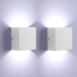 2Pcs LED Wall Lights Indoor Up Down Wall Lamp Wall Wash Light Modern Wall Sconce White 6W Aluminum Lighting for Living Room, Bedroom, Hallway, Corridor, Stairs, Cool White