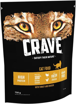 Dry Cat Food - High Protein and Grain-Free Cat Food with Turkey and Chicken, 750 g (Pack of 4)