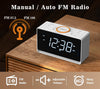 Alarm Clock Radio, 1.4" White LED Display Clock with Bluetooth, FM Radio, Dual Alarm, Sleep Timer, Snooze, Auto & Manual Dimmer, USB Charger and Night Light CKS718