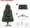 4FT Multicoloured Artificial Christmas Tree w/Fibre Optic Lights Pre-Lit Modes Metal Stand Star Holder Home Seasonal Decoration